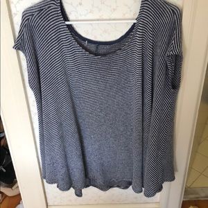 Flowy blue and white striped shirt